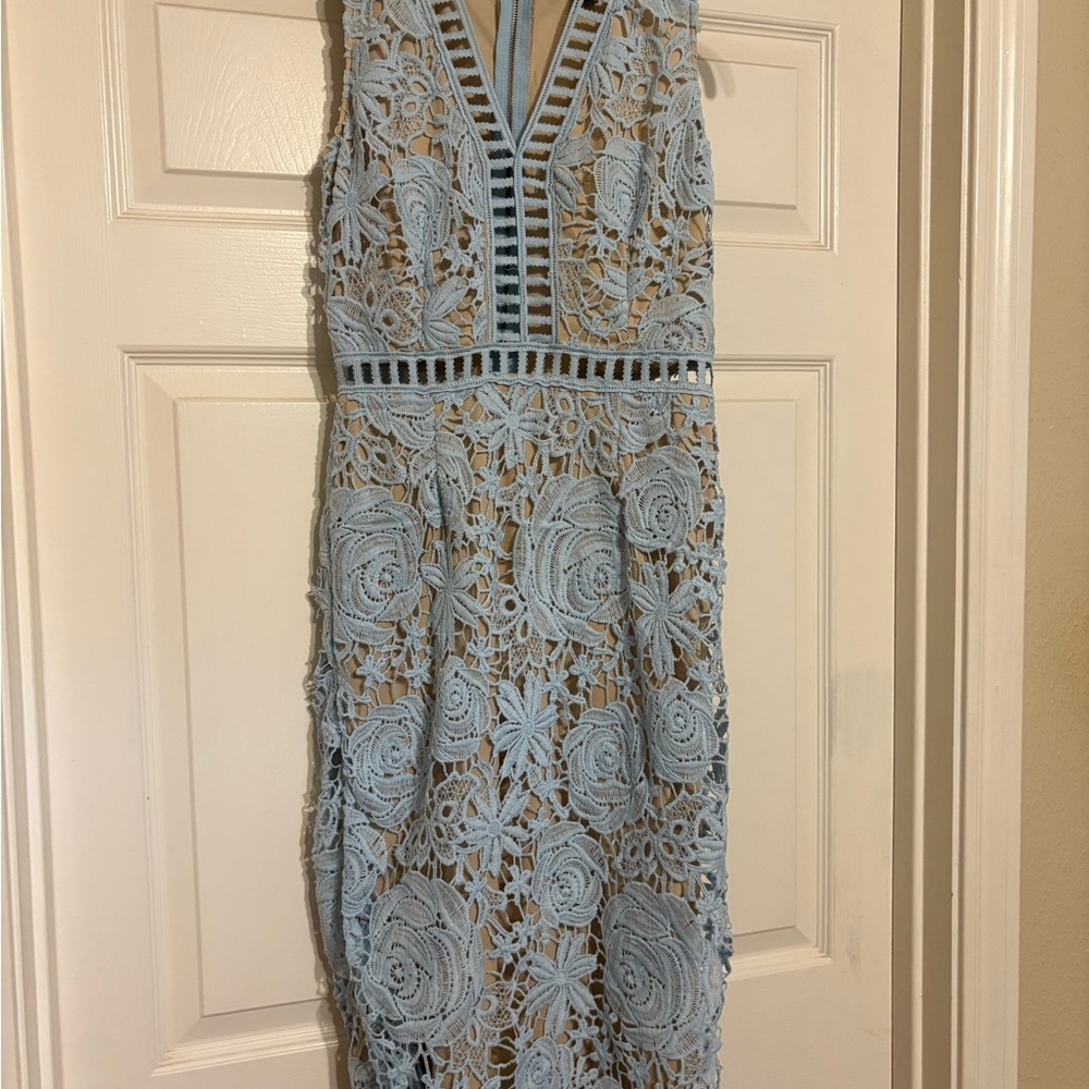 Elegant Blue Lace Dress